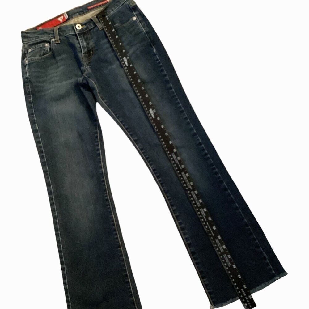 GUESS Vintage Low Rise Straight Bootcut Jean Dark Wash 25 - Picture 4 of 9
